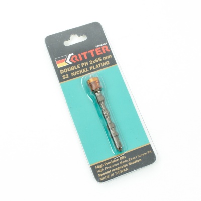 Бита RITTER WP PH 2x65 мм  2-х сторон. (спец.магнит, сталь S2 никелированная) 1шт в уп.