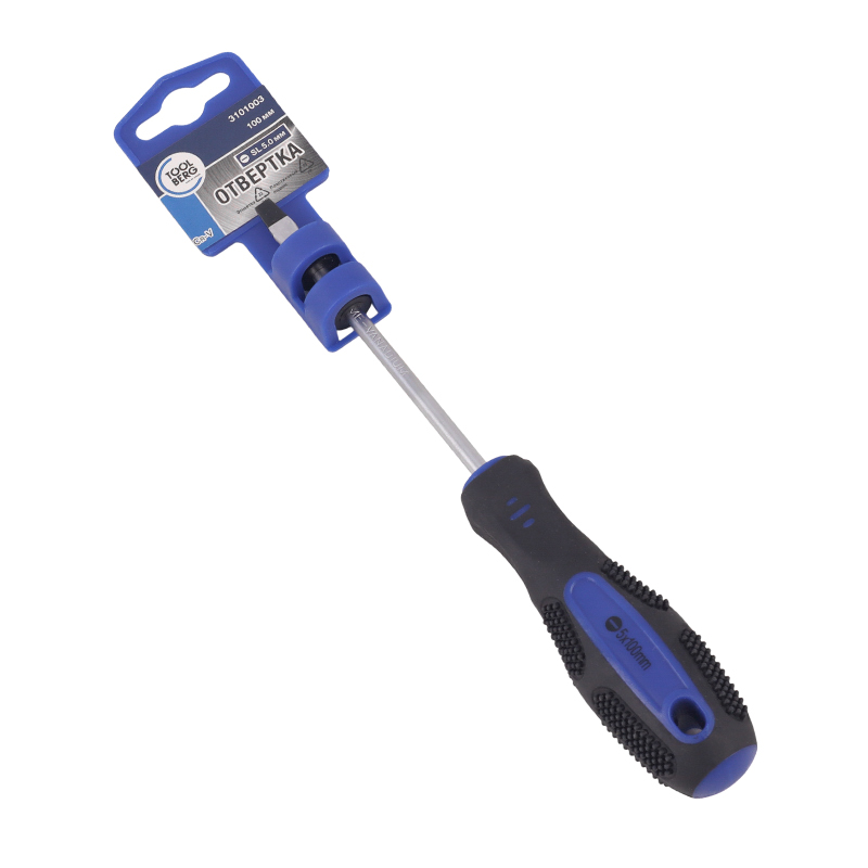 Отвертка TOOLBERG SL 5,0х100мм двухк. ручка, намагн. наконечник/12