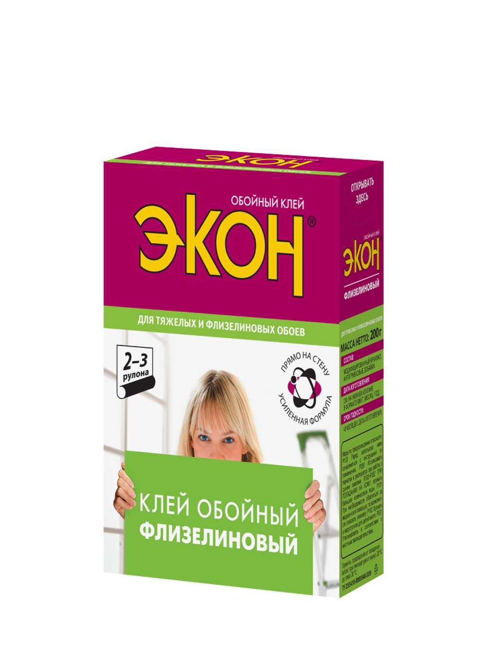 Клей ЭКОН Флизелиновый для обоев 200г/24