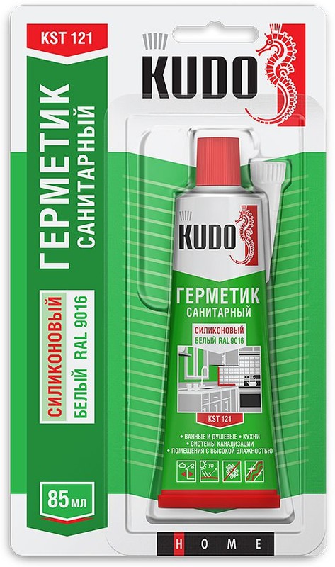 Герметик KUDO силиконовый санитарный белый, в тюбике 85 мл/24