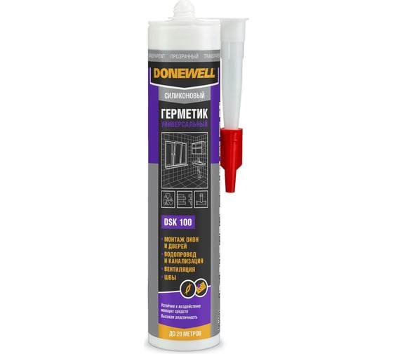 Герметик DoneWell силиконовый универсальный прозрачный 260 мл/20