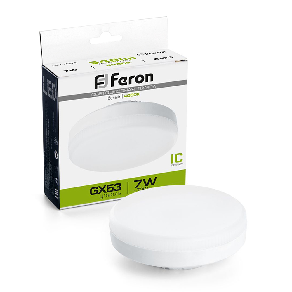 Лампа светодиодная LED GX53 7,0Вт 220В 4000K LB-451 FERON/10