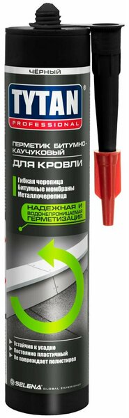 Герметик TYTAN Professional  битумно-каучуковый для кровли, Черный 310 мл /12