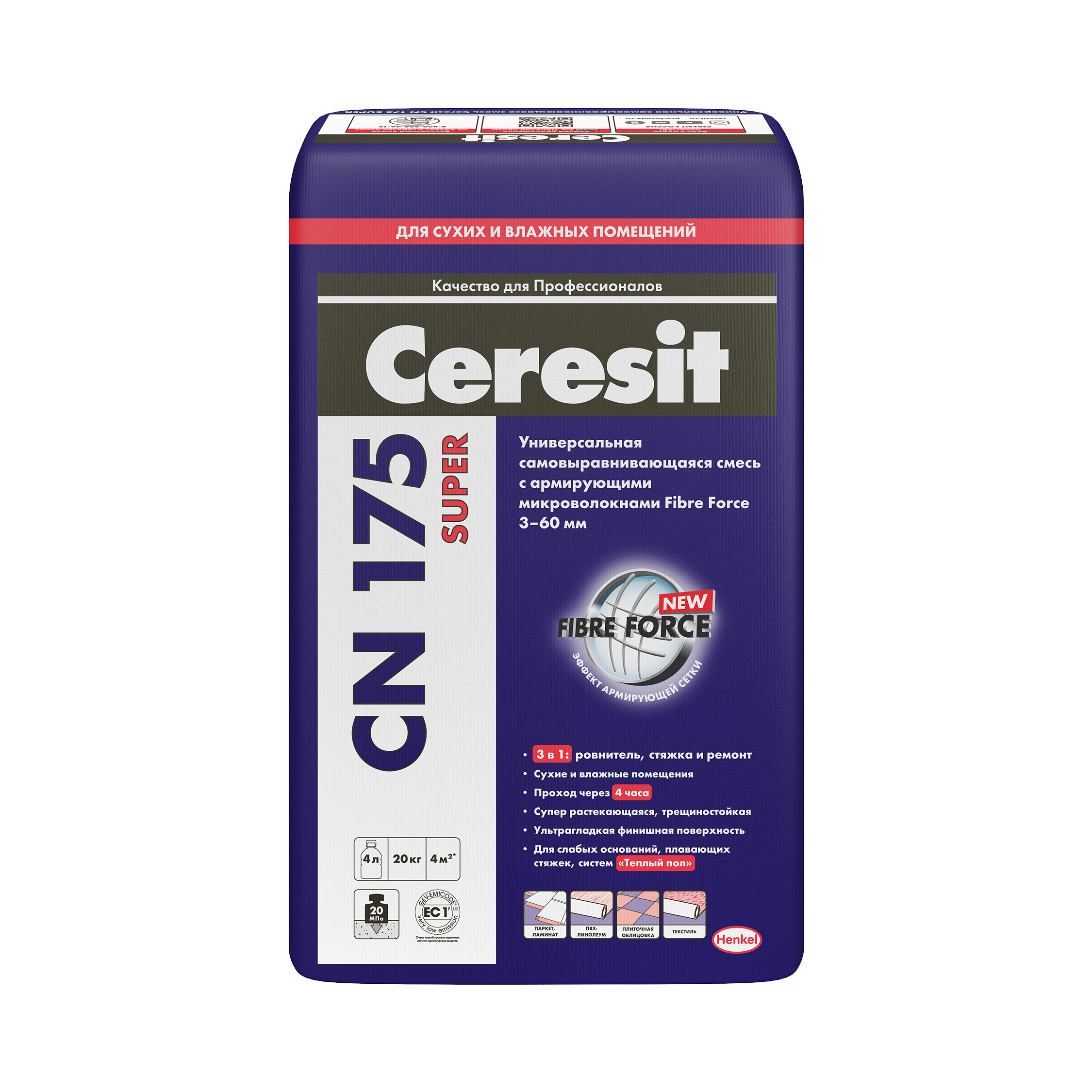 Пол ЦЕРЕЗИТ СN 175/25 универсальный самовыравнивающийся 25кг/ 48