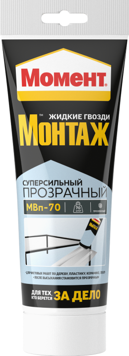 Клей МОМЕНТ Монтаж МВп-70 Суперсильный прозрачный 185г/12