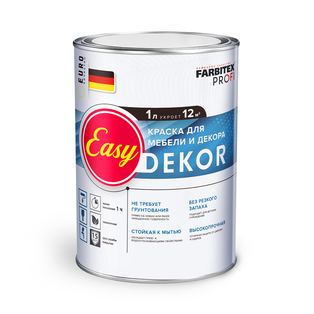 Краска FARBITEX PROFI акриловая для мебели и декора EasyDekor (1л /1.35 кг)/6