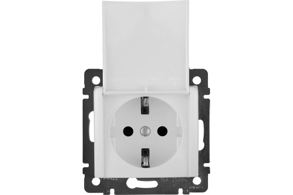 Розетка 1п С/З с крышкой белая VALENA (10шт.)
