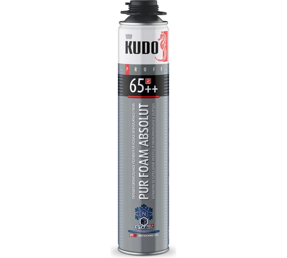 Пена KUDO PROFF 65+ARKTIKA полиуретановая монтажная профессиональная зимняя (-18 + 30С) 1000мл/12