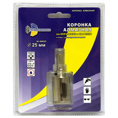 Коронка алмазн. керамика, кафель 25мм с центрир. сверлом TRIO DIAMOND