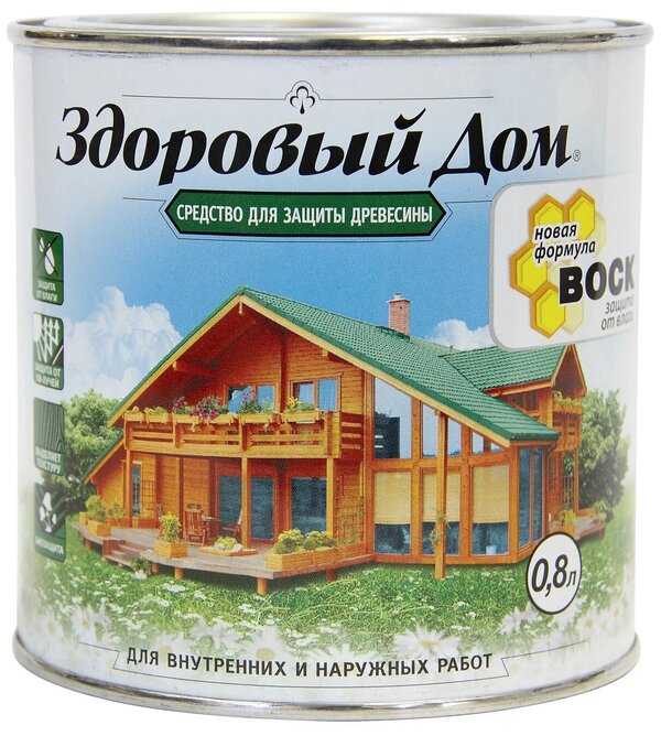 Средство деревозащитное ЗДОРОВЫЙ ДОМ Бесцветный 2 в 1 0,8л/6