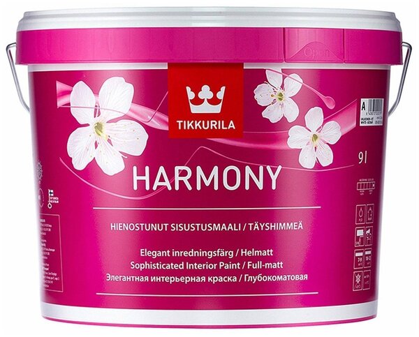 Краска Тиккурила ГАРМОНИЯ База А 9л. Акрилатная матовая/44