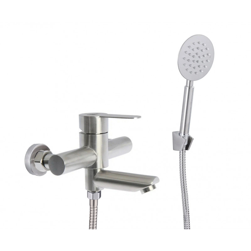 LUCKY TAP Смеситель д/ванны,корп. нерж.сталь,корот. нос, картридж 35, BBS-3526-SS-33