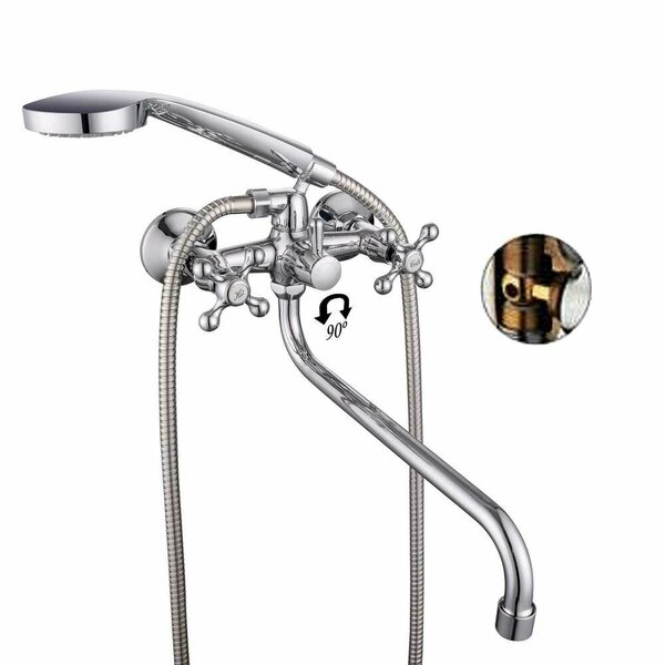 LUCKY TAP Смеситель д/ванны,корп. латунь,керам.к/б 1/2 20шл,шаровый перекл.душа BBD-2016-35S-58