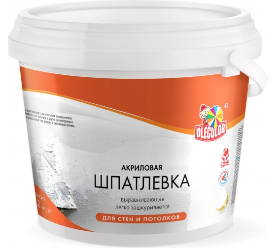 Шпатлевка OLEKOLOR акриловая для стен и потолков 1,8кг/8