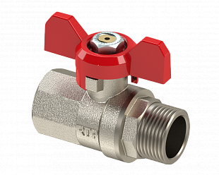 Кран шаровой латунный 1/2" ВН/НР PN40 ручка бабочка/RTP/10