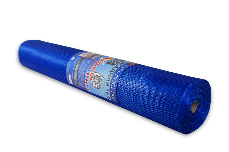 Сетка стеклотканевая фасадная 160 г/кв.м X-GLASS Pro ячейка 5х5 (1*10м) (синяя)