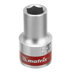 Головка торцевая, 10мм, 6-гранная, CrV, под квадрат 1/2 хром Matrix