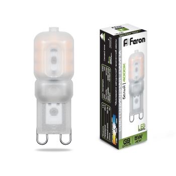 Лампа светодиодная LED G9, 5Вт, 230В, 4000K LB-430 FERON (500)