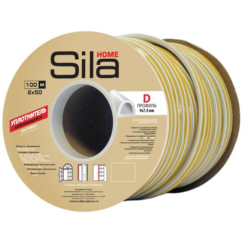 Уплотнитель Sila Home D100, 9х7, 4мм самоклеящийся белый/6