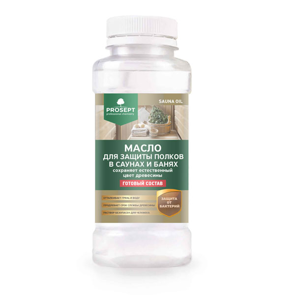 Масло PROSEPT SAUNA OIL для защиты полков, готовый состав, 0,25л/12