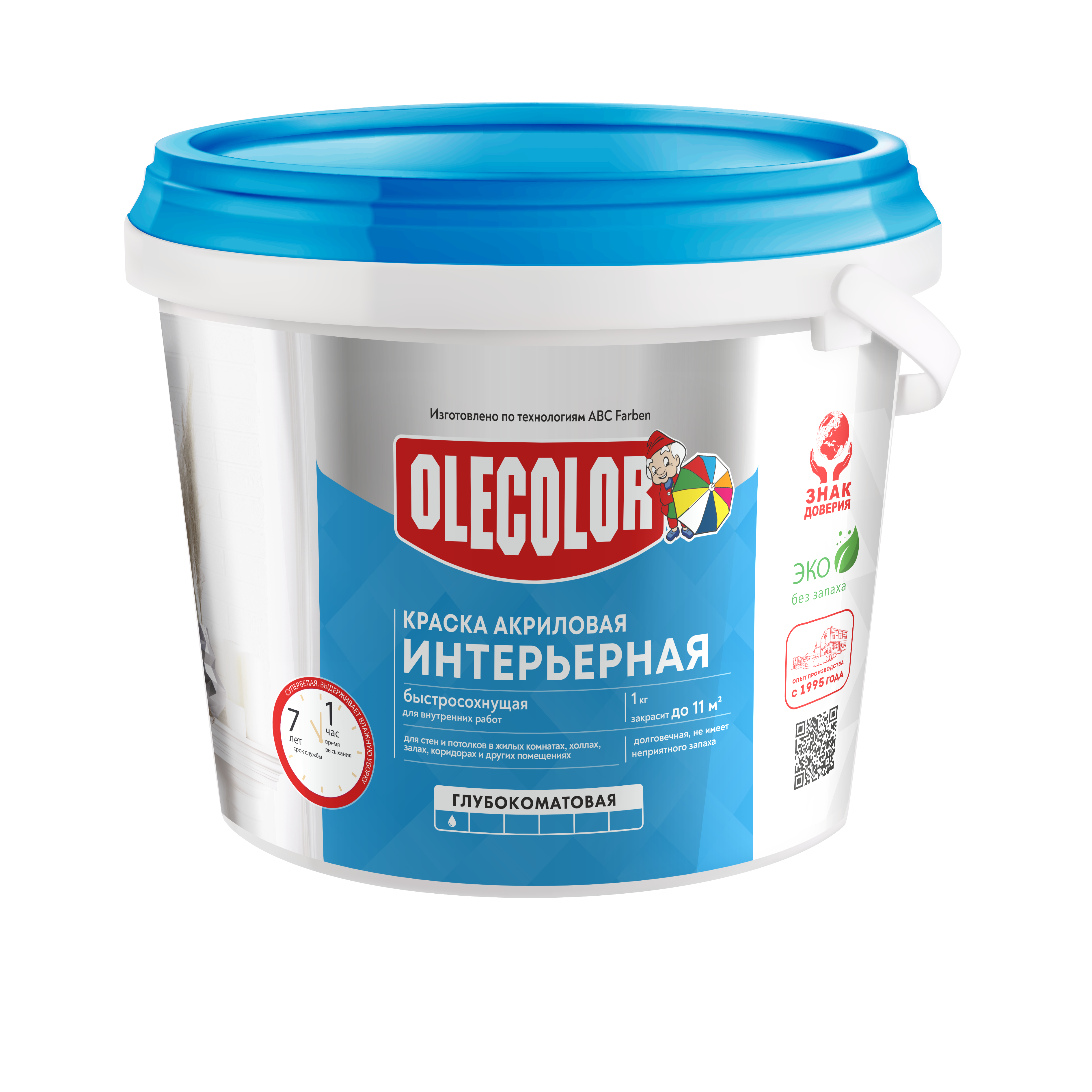Краска OLEKOLOR в/д акриловая интерьерная 3кг/6
