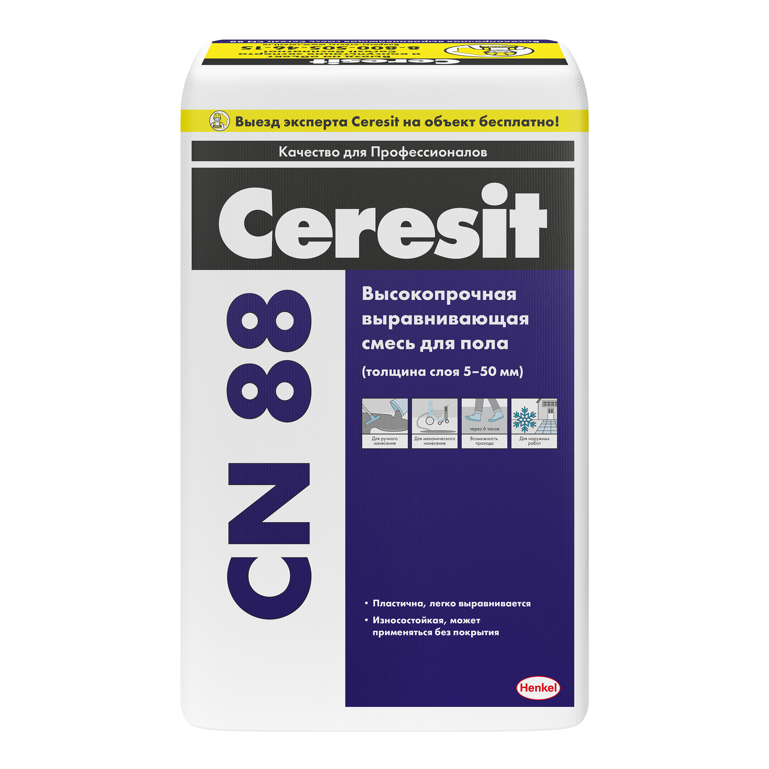 Пол Стяжка CERESIT CN88 высокопрочная (5-50мм), 25кг/48
