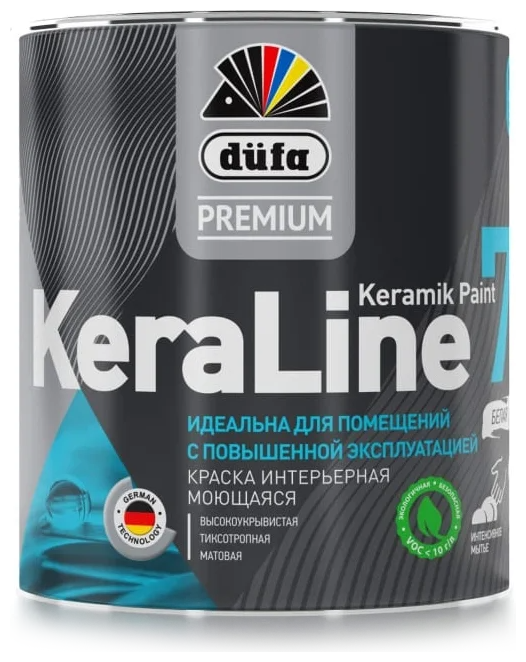 Краска ВД  DufaPremium KeraLine 7 моющаяся матовая база 3 9л