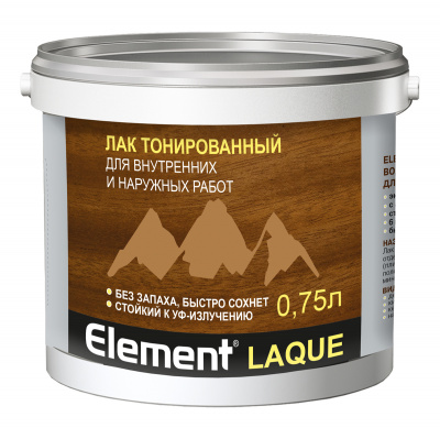 Лак ЭЛЕМЕНТ LAQUE акриловый тонированнный бесцветный 0,75л (0,77кг)