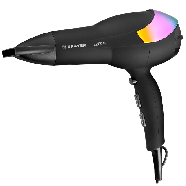 Фен BRAYER, 2200 Вт, 2 скор, 3 темпер. реж. холодный воздух, покрытие soft-touch, шнур 1,8 м