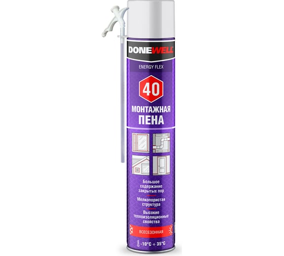 Пена DONEWELL ENERGY FLEX 40 полиуретановая монтажная бытовая всесезонная 1000мл/12