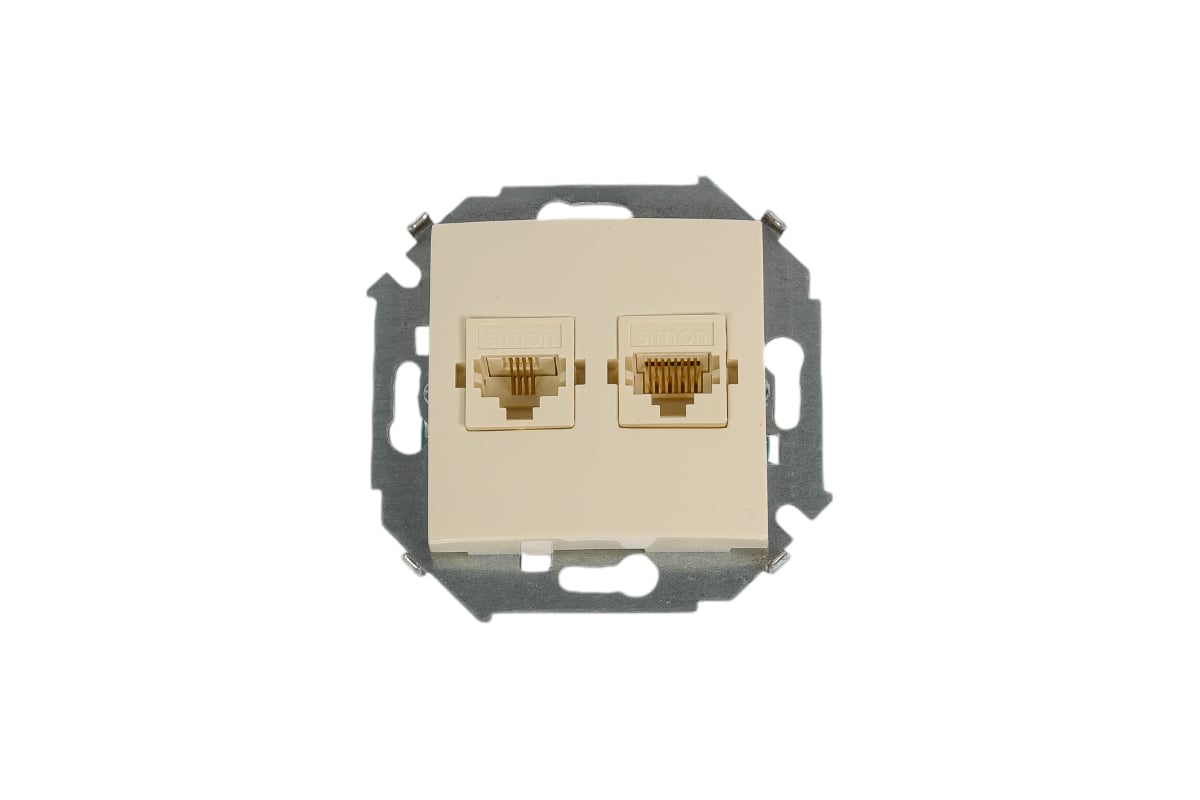 Розетка RJ11/RJ45 телефон/комп сл.кость Simon 15 (20шт.)