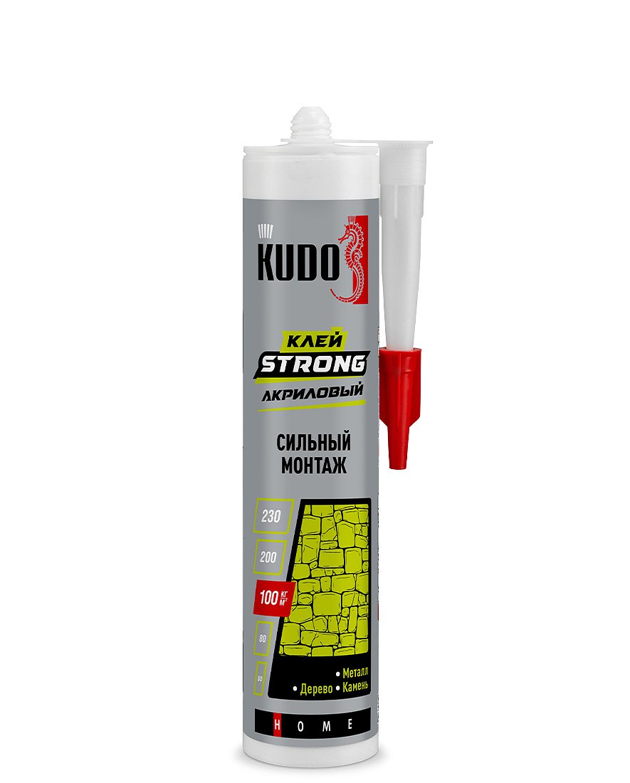 Клей KUDO HOME Strong для сильного монтажа на акриловой основе белый 280 мл/12