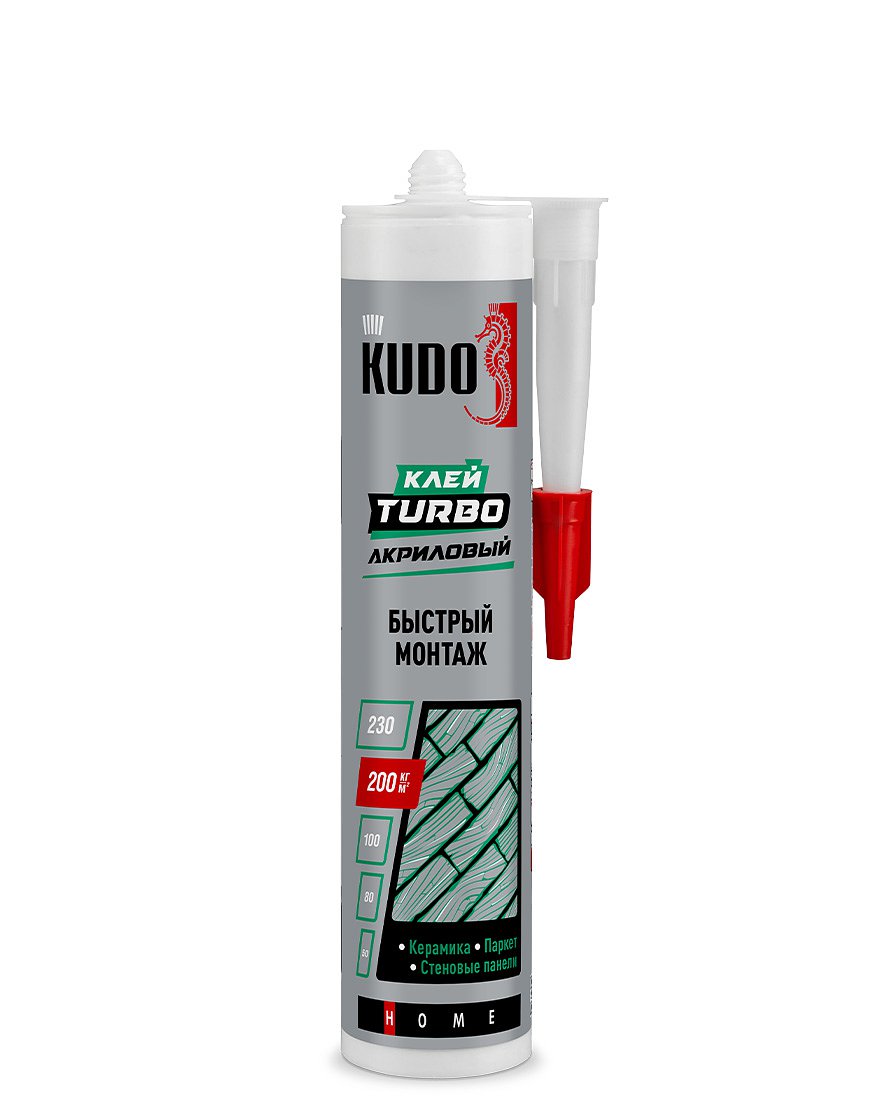Клей KUDO HOME Turbo для быстрого монтажа  на акриловой основе белый 280 мл/12