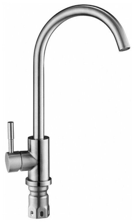 LUCKY TAP Смеситель д/кухни,корп.нерж.сталь,гибкий излив,крепл.на гайке,картр.40, KD-4025-071BL-48
