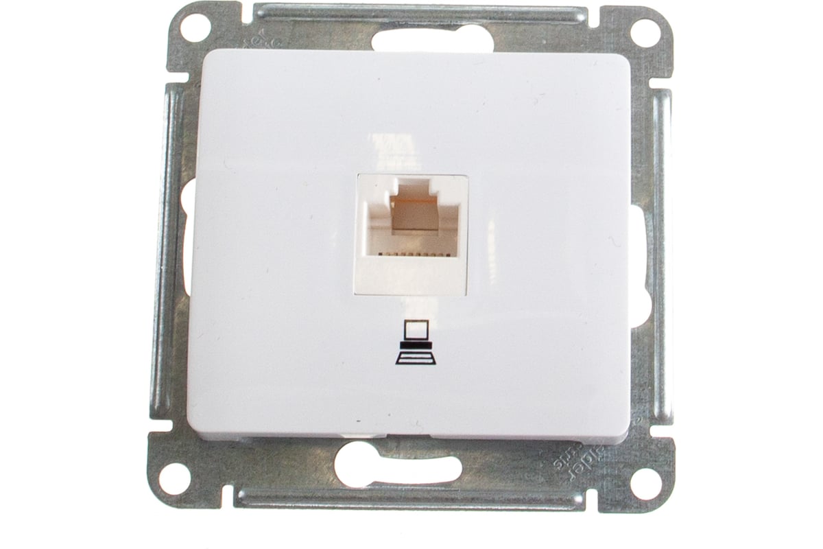 Розетка комп. RJ45 1 выход белая Cat.5 Glossa