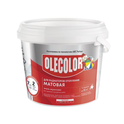 Эмаль OLEKOLOR акриловая для радиаторов матовая 0,5кг +90С