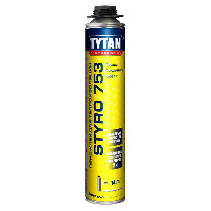 Клей-пена TYTAN Professional Styro 753 д/наружной теплоизоляции GUN 750 мл/12