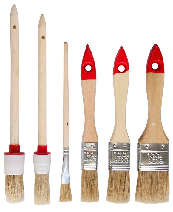 Набор кистей TOOLBERG 6шт. (20мм,25мм,38мм;круглые №2,4;тонкие№1)/200