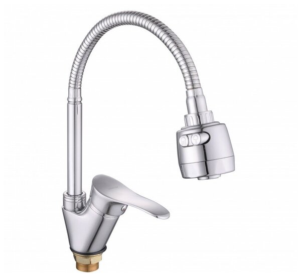 LUCKY TAP Смеситель д/кухни,корп. латунь,гибкий изл,крепл. на гайке,картр.35 БЕЗ ПОДВОДКИ KD-3028-31